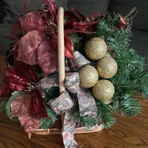 Seasonal Arrangement in Handle Wicker Basket